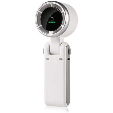 Ventilatore Portatile Rainberg Con Display LED, 5 Velocità, Batteria 5000mAh, Regolabile 90°, Da Tavolo E A Mano – Bianco