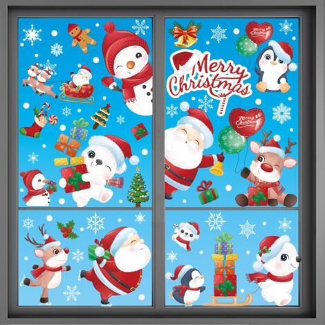 Feliciay 101 Pegatinas Electrostáticas Para Ventanas De Navidad, Reutilizables, Para Ventanas De Navidad, Papá Noel (5 Hojas