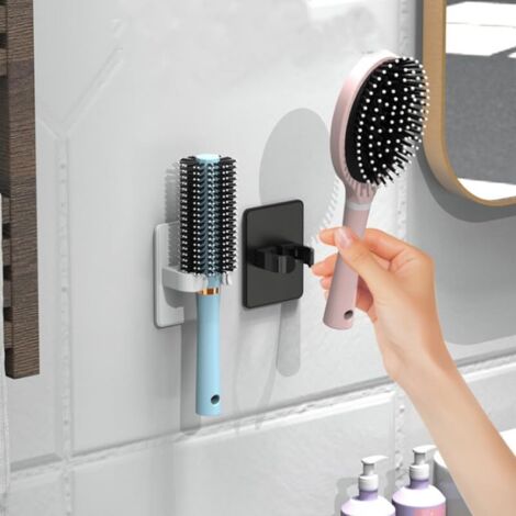 2 Soportes Para Cepillos De Pelo - Organizador Acrílico Transparente, 3 Agujeros, Adhesivo Para Pared