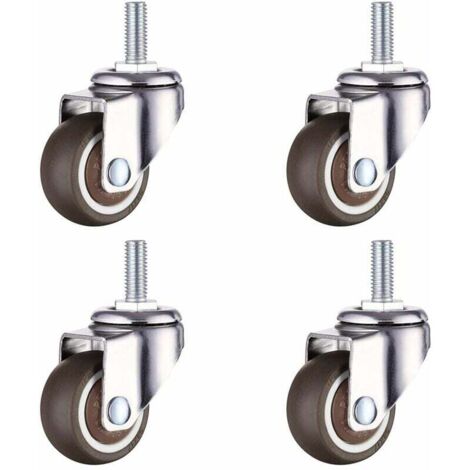 SHINING HOUSE Ruedas giratorias con freno y 2 ruedas giratorias sin freno, ruedas con vástago roscado M8 para carros de mano de muebles (4 piezas de 1 pulgada)
