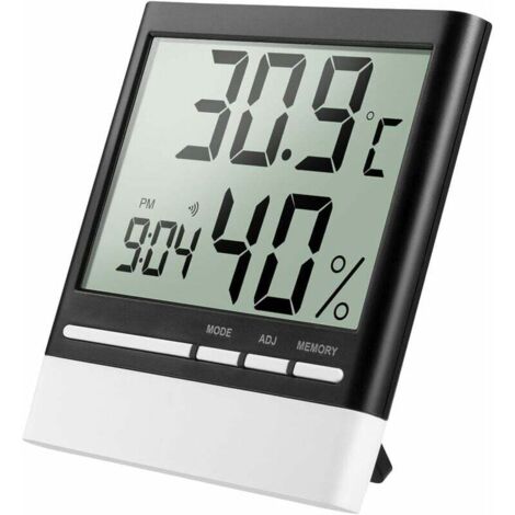 SHINING HOUSE Termómetro higrómetro digital electrónico para interiores, termómetro higrómetro digital inalámbrico, termómetro higrómetro LCD, termómetro para habitación de bebé, tamaño portátil, pila (1/5)
