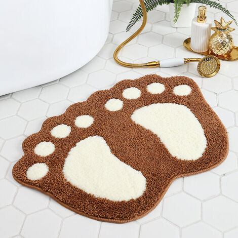 SHINING HOUSE Alfombra de baño antideslizante y absorbente, estampado Big Feet, Poliéster, marrón, 40 x 60 cm (1/5)