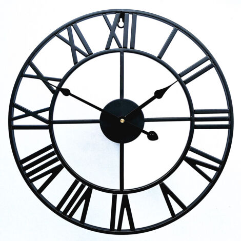 SHINING HOUSE Reloj de pared de metal retro creativo, reloj de pared romano, reloj de pared decorativo para sala de estar (50 cm) (1/5)