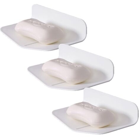 SHINING HOUSE Jabonera autodrenante, soporte para jabón de goma sin perforaciones, jabonera autodrenante, soporte para jabón de ducha, para baño, ahorrador de jabón de ducha blanco, 3 piezas (1/5)