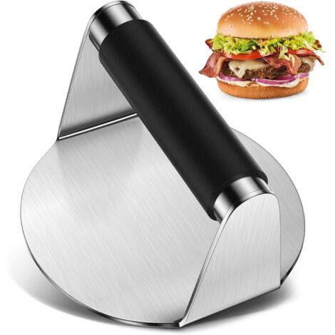 SHINING HOUSE Prensa para hamburguesas, prensa para hamburguesas redonda de 1 pulgada con mango de silicona, prensa para hamburguesas profesional de acero inoxidable 304, para hamburguesas, filetes y (1/4)