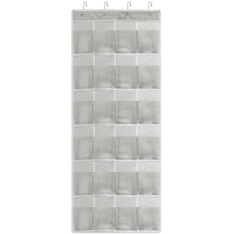 Zapatero para colgar sobre la puerta, bolsa de almacenamiento colgante con 24 bolsillos, organizador multifuncional para colgar zapatos, para dormitorio y baño. (1/5)