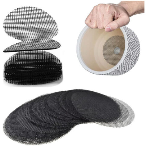SHINING HOUSE 100 piezas de rejilla de drenaje para bonsái, tapete redondo para maceta, rejilla de plástico para taza de bonsái, maceta o jardinera. (1/5)