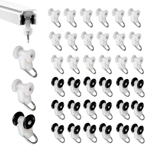 40 piezas de rodillos deslizantes para cortinas, ganchos para riel de pérgola, poleas metálicas, ganchos deslizantes para cortinas, varillas y deslizadores para rieles de cortinas.