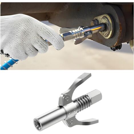 Acoplador para pistola engrasadora, compatible con pistolas de 10,000 psi, punta de liberación rápida de alto rendimiento, para todo tipo de pistolas. (1/5)