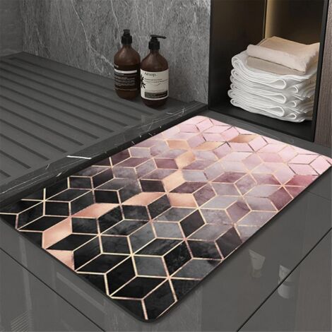 SHINING HOUSE Alfombrilla de baño de diatomita, antideslizante, absorbente, con estampado bohemio, de secado rápido, impermeable, con cojín para baño (1/4)