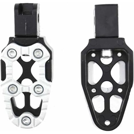 SHINING HOUSE Reposapiés traseros de metal para motocicleta, pedales para asiento trasero de pasajero, scooter, moto de cross, accesorio de repuesto de modificación universal (blanco) (1/5)