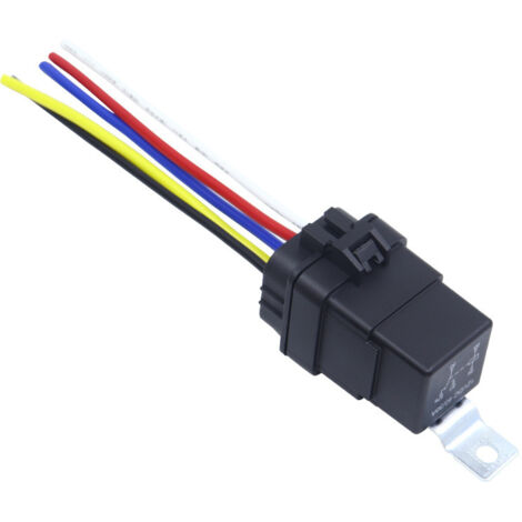 SHINING HOUSE Relé impermeable de 30/40 A y 12 V CC con arnés, relé automotriz SPDT de 5 pines, cables de cobre estañado de 14 AWG de alta resistencia, para camión, motocicleta y barco (1/3)
