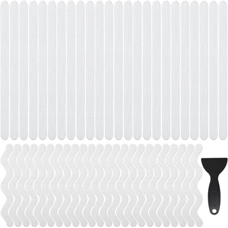 SHINING HOUSE Piezas Tiras Antideslizantes para Baño Pegatinas Transparentes y Antideslizantes Protección Antideslizante Autoadhesiva, para Piscina Ducha Baño Escaleras, Escobilla de Goma (Dos Estilos (1/5)