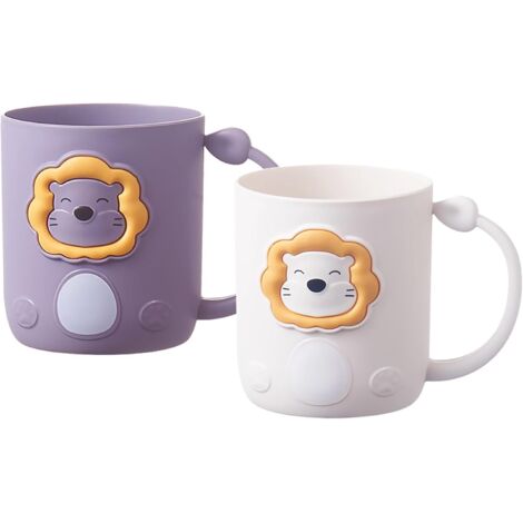 SHINING HOUSE Vaso de baño, paquete de 2 soportes para cepillos de dientes, taza para cepillos de dientes con dibujos animados, taza de plástico duradera para cepillos de dientes, para uso diario de n (1/4)