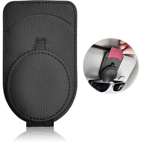 SHINING HOUSE Soporte para gafas de coche, marco universal para gafas de sol de coche, clip para marco de gafas de sol de coche, clip de cuero para colgar gafas, estuche para gafas de coche (una pieza (1/5)