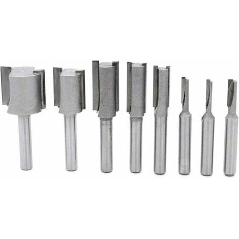 SHINING HOUSE Juego de 8 brocas para enrutador de ranura recta de vástago de 1/4", juego de brocas para enrutador de ranura recta para carpintería, brocas para enrutador de patrón de corte al ras de c (1/5)