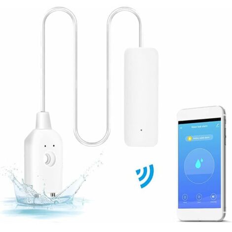 SHINING HOUSE Detector de fugas de agua WiFi, alertas de inundación, control remoto para calentador de agua, bomba de aguas residuales, notificación de aplicación Tuya/Smart Life 70 x 25 x 20 mm