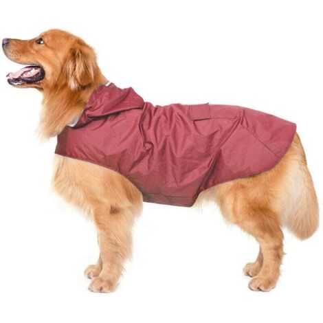 SHINING HOUSE Chubasquero para perros, impermeable, grande, ultraligero, con forro transpirable, chaqueta para perros con rayas reflectantes, chaqueta para lluvia para perros con capucha, 4XL (rojo)