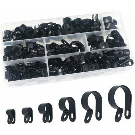 SHINING HOUSE 200 piezas Clips de plástico de nailon - Sujetadores para conductos, cables, conductos y vainas Ø 5/6/10/13/19/23 mm (1/4)