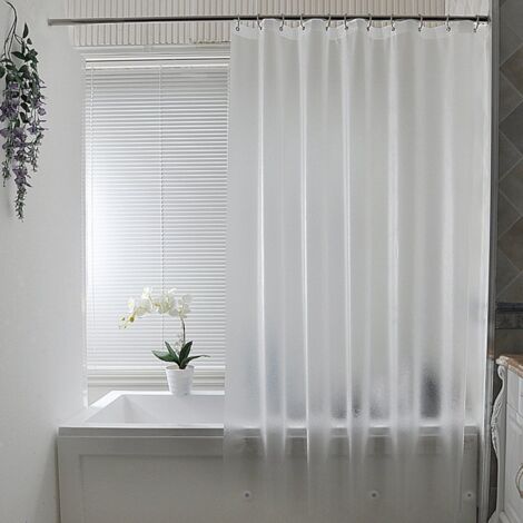 SHINING HOUSE Cortina de ducha para baño WC 180 x 180 cm, color blanco (1/5)