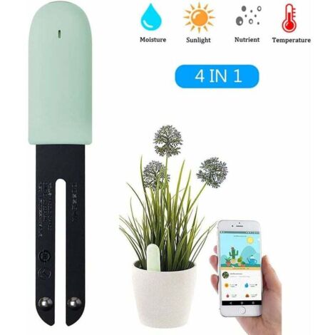 SHINING HOUSE Detector de humedad, sensor de plantas, comprobador de cuidado de flores, monitor de plantas inteligente, sensor de plantas Bluetooth 4 en 1 que monitorea automáticamente la humedad