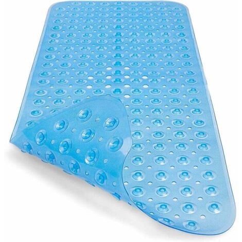 SHINING HOUSE Alfombrilla de baño antideslizante extra larga para niños, con ventosa, lavable a máquina, antimoho, antihongos, sin ftalatos, sin látex (88 x 40 cm, azul) (1/5)