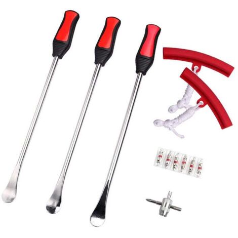 SHINING HOUSE Palanca de neumáticos util 3 cucharas Palanca de herramientas neumáticas con 2 protectores de llanta para automóvil, motocicleta y bicicleta (1/4)