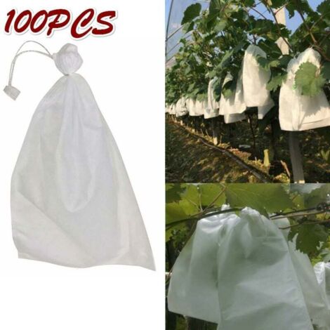 SHINING HOUSE 100 piezas Bolsas protectoras de uvas con cordón, bolsas protectoras de frutas, bolsas de malla contra insectos, (1/4)