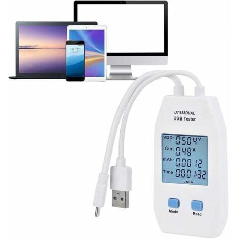 SHINING HOUSE Detector de comprobador USB, voltímetro, amperímetro, comprobador de capacidad de potencia digital, medidor de capacidad de cargador digital de alta precisión (1/5)