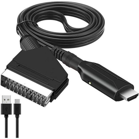 SHINING HOUSE Adaptador de Scart a HDMI, convertidor de Scart a HDMI con cable HDMI para TV Full HD 720P/1080P, video y audio para reproductor de DVD Blu-ray STB VHS Xbox PS3 (1/5)