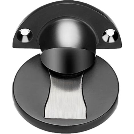 SHINING HOUSE Tope de puerta invisible sin perforaciones, tope de puerta anticolisión, fuerte succión magnética para la parte superior de la puerta del baño, negro, 2 piezas (1/4)