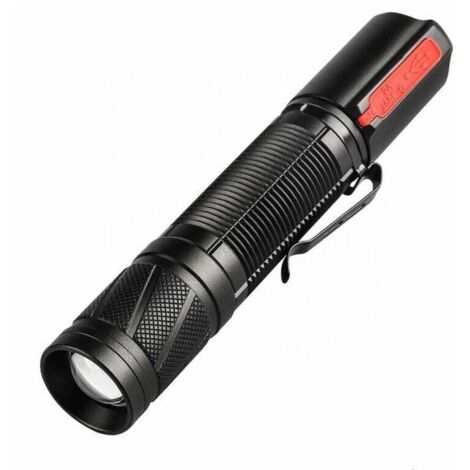 SHINING HOUSE Mini linterna LED resistente al agua, superbrillante, con clip de acero y aluminio, color negro (1/5)
