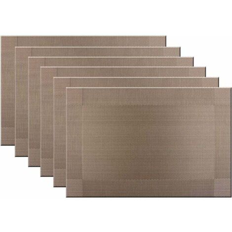 SHINING HOUSE Juego de 6 manteles individuales para mesa de comedor, lavables, fáciles de limpiar, de PVC, para mesa de cocina, de vinilo tejido resistente a las manchas, de colores, 30 x 45 cm