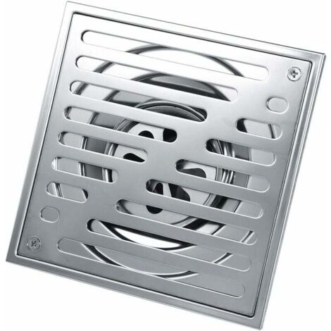 SHINING HOUSE Desagüe de piso cuadrado de acero inoxidable antiolor para baño, desagüe para ducha, gran calibre (150 x 150 mm) (1/5)