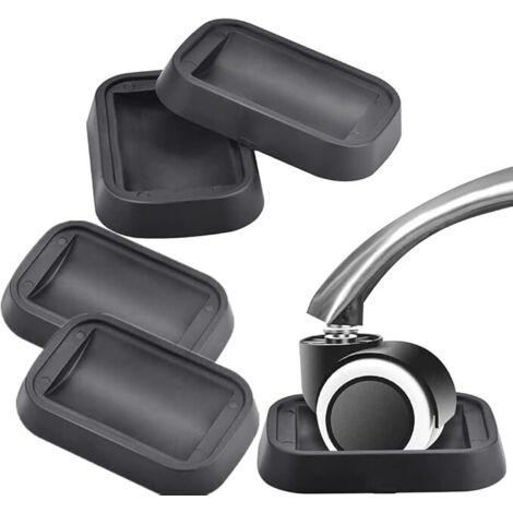 SHINING HOUSE Juego de 6 ruedas antideslizantes negras para muebles, ruedas de goma para sillas, almohadillas rectangulares para sillas, ruedas para muebles de oficina y piano (8,2 x 5,6 x 1,7 cm) (1/5)