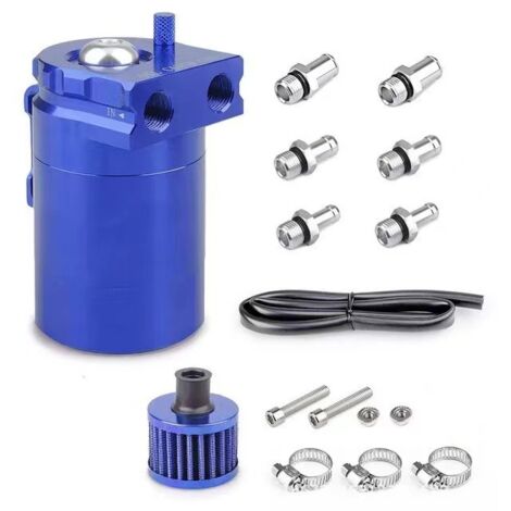 Depósito de aceite para coche, depósito de aluminio de 300 ml, separador de filtro de aire universal con filtro de aire, manguera y otros accesorios. (1/5)