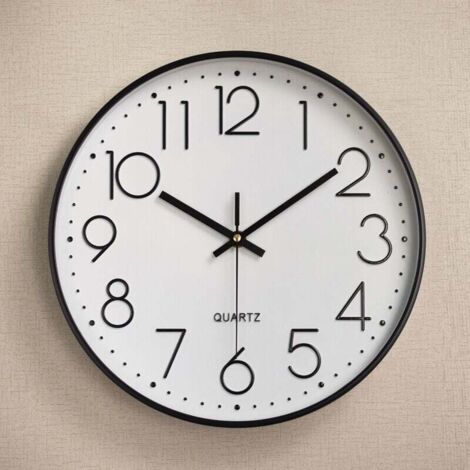 SHINING HOUSE Reloj de pared de 30 cm, reloj de pared de cuarzo, reloj silencioso sin ruido con números de gran tamaño, para sala de estar, dormitorio, oficina, cafetería, restaurante, estilo retro eu (1/5)
