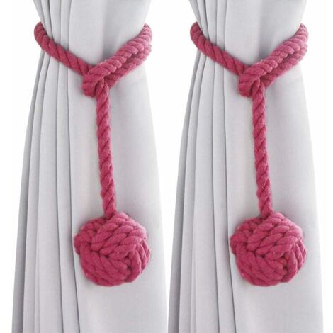 SHINING HOUSE Paquete de alzapaños para cortinas, alzapaños para cortinas, alzapaños para cortinas, alzapaños para cortinas de cuerda de algodón tejidos a mano, pinzas para dormitorio (rojo rosa) (1/5)