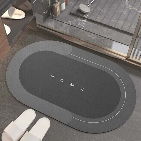 SHINING HOUSE Alfombrilla de baño antideslizante, alfombra de baño mullida, alfombrilla de cocina, alfombrilla de ducha de microfibra suave, secado rápido, lavable a máquina (óvalo gris, 40 x 60 cm) (1/5)