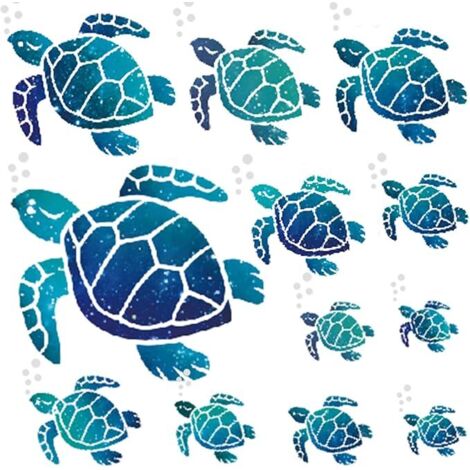SHINING HOUSE Pegatinas de pared con diseño de tortuga marina azul, decoración DIY, calcomanías de pared para habitación de niños, hogar, oficina, sala de estar, pared de baño (1/4)