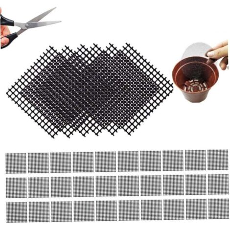 SHINING HOUSE Macetas para bonsái, rejilla de jardín de pies cuadrados, 50 piezas de macetas cuadradas de malla pavimentada para bonsái