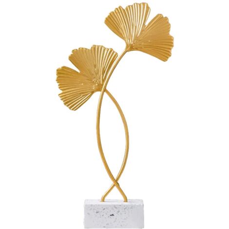 SHINING HOUSE Adornos de Ginkgo Biloba, esculturas modernas de metal para decoración de centros de mesa de sala de estar, decoración del hogar y la oficina (dorado)