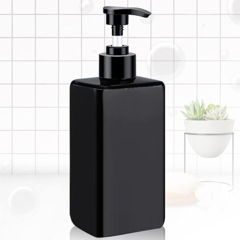 SHINING HOUSE Dispensador de jabón negro de 450 ml Dispensador de jabón Dispensador de jabón negro Recargable Dispensador de jabón de fácil prensa Botella con bomba Dispensador de jabón líquido para c (1/5)