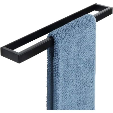 SHINING HOUSE Toallero de baño con aro para toallas, color negro, acero inoxidable SUS304, 40 cm, montado en la pared (1/4)