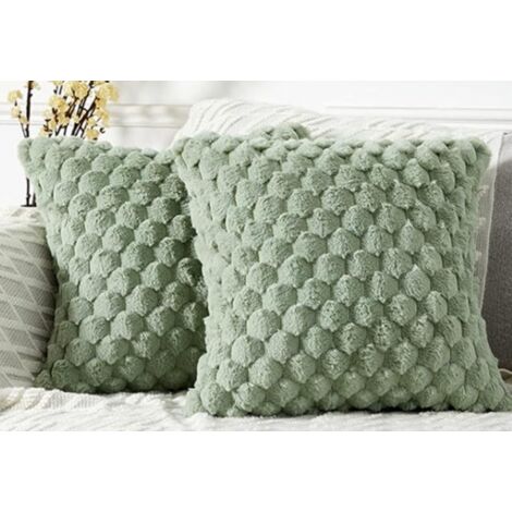 SHINING HOUSE Paquete de 2 fundas de almohada de piel sintética súper suave, funda de cojín decorativa moderna para sofá, dormitorio, cojín verde de 50 x 50 cm (1/3)