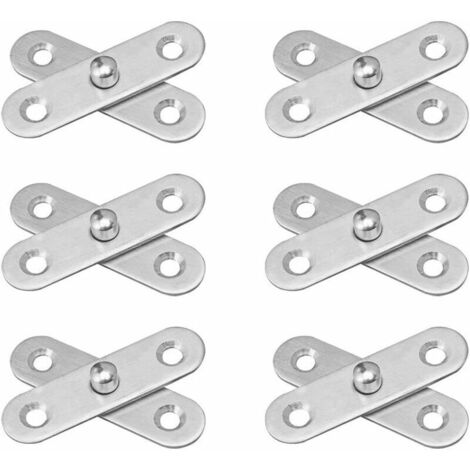 SHINING HOUSE 6 bisagras de acero inoxidable para puerta para montaje con bisagras de pivote de 360 grados, 57 mm x 16 mm (plateadas) (1/5)