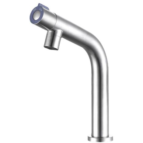 Grifo para lavabo de baño con interruptor giratorio de una sola manija, grifo de agua fría para baño, bañera con patas y jardín exterior, acero inoxidable (1/5)