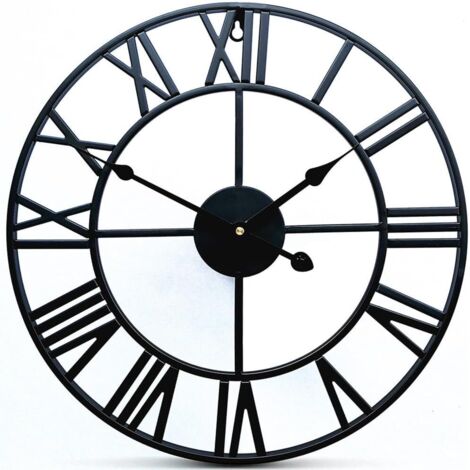 SHINING HOUSE Reloj de pared vintage, reloj de pared de metal de 40 cm, reloj de pared industrial 3D, reloj de pared vintage, reloj moderno para decoración de sala de estar (batería no incluida)