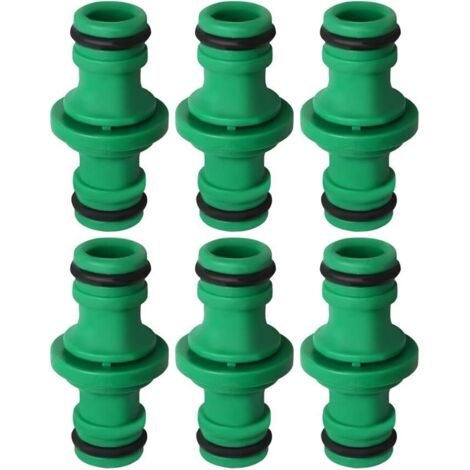 SHINING HOUSE Paquete de 6 conectores de manguera dobles, conector de manguera macho doble, conector de manguera de plástico para mangueras de jardín (verde) (1/5)