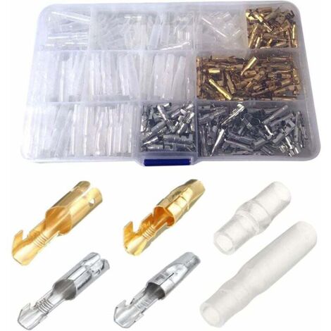 SHINING HOUSE Terminales de crimpado, 400 piezas de terminales de 3,9 mm y kits de surtido de terminales, terminales eléctricos, conectores eléctricos para motocicletas, conectores con fundas aislante (1/5)